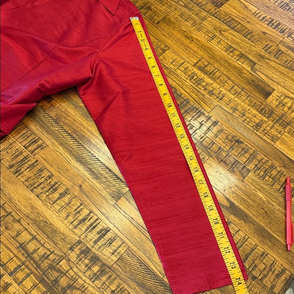 LOFT Vibrant Red Dupioni Silk Wrap Tie Blouse Women’s Size 12 - Picture 13 of 14